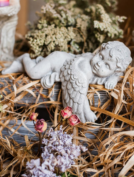 Lovely Sleeping Angel Statue for Garden, Beautiful Cute Garden Courtyard Ornaments, Unique Modern Garden Sculptures, Creative Villa Outdoor Decor Gardening Ideas-Paintingforhome