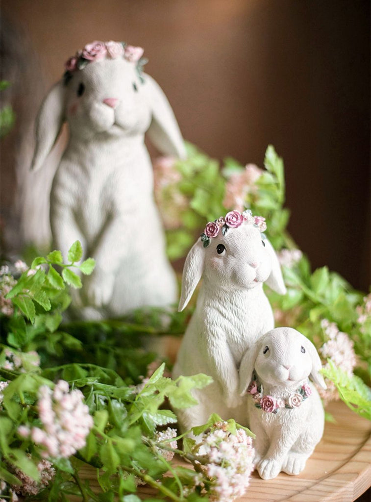 Golden Bunny Rabbit Statue Indoor Garden Hare Animal Decoration