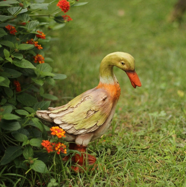 Large Duck Statues, Unique Wood Carving Statue for Garden, Creative Modern Statue for Garden Ornaments, Villa Outdoor Decor Gardening Ideas-Paintingforhome