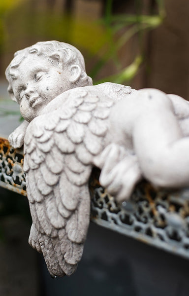 Lovely Sleeping Angel Statue for Garden, Beautiful Cute Garden Courtyard Ornaments, Unique Modern Garden Sculptures, Creative Villa Outdoor Decor Gardening Ideas-Paintingforhome