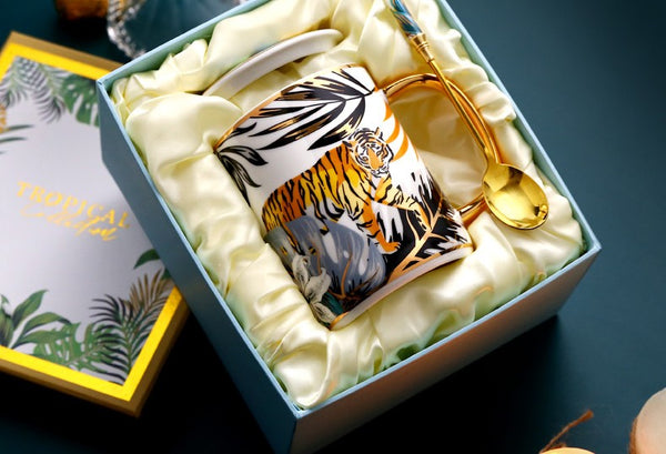 Large Capacity Jungle Animal Porcelain Mugs, Creative Porcelain Cups, Large Ceramic Mugs for Office, Unique Ceramic Mugs in Gift Box-Paintingforhome