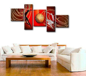 Simple Modern Art, Love Abstract Painting, Bedroom Room Wall Art Paintings, Abstract Art of Love, 5 Piece Canvas Painting-Paintingforhome