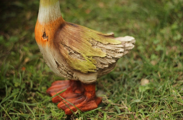 Large Duck Statues, Unique Wood Carving Statue for Garden, Creative Modern Statue for Garden Ornaments, Villa Outdoor Decor Gardening Ideas-Paintingforhome