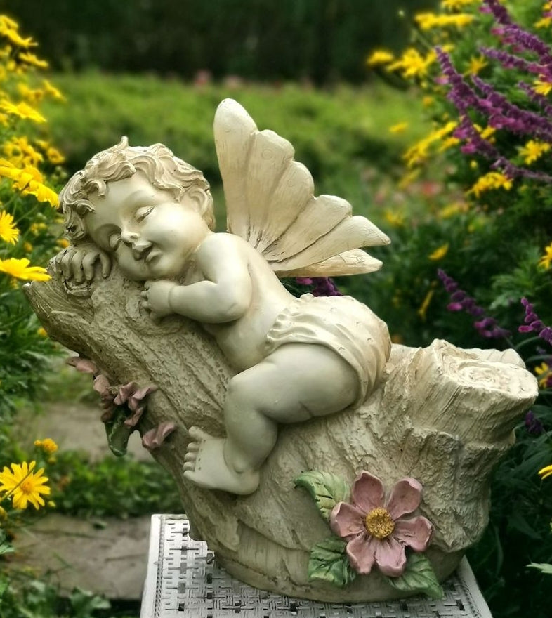 Large Angel Flowerpot, Resin Statue for Garden, Creative Modern Statue for Garden Ornaments, Villa Outdoor Decor Gardening Ideas-Paintingforhome