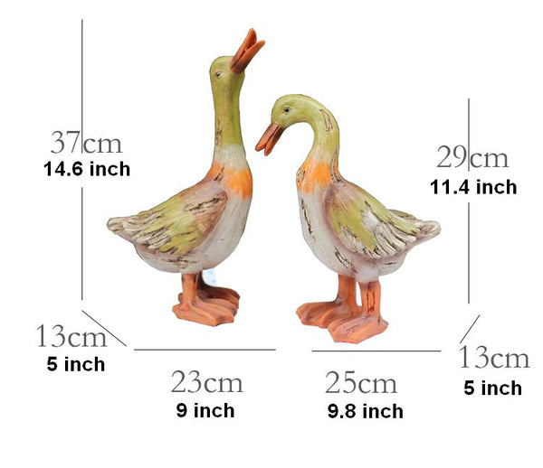 Large Duck Statues, Unique Wood Carving Statue for Garden, Creative Modern Statue for Garden Ornaments, Villa Outdoor Decor Gardening Ideas-Paintingforhome