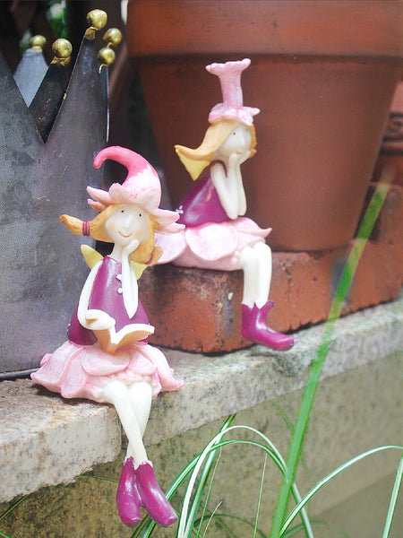 Lovely Flower Fairy Statue for Garden, Beautiful Cute Garden Courtyard Ornaments, Creative Villa Outdoor Decor Gardening Ideas, Unique Modern Garden Sculptures-Paintingforhome