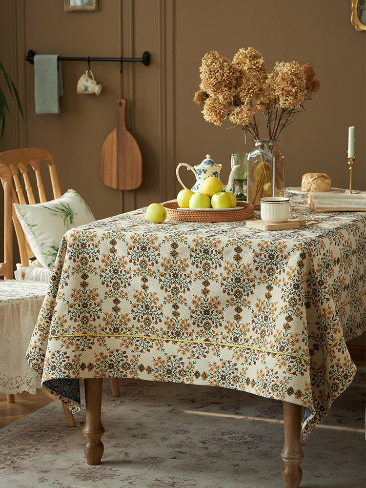 Spring Flower Pattern Tablecloth for Home Decoration, Extra Large Rectangle Tablecloth for Dining Room Table, Large Square Tablecloth for Round Table-Paintingforhome