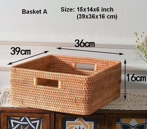 Rectangular Storage Baskets for Pantry, Small Rattan Kitchen Storage B –  Paintingforhome