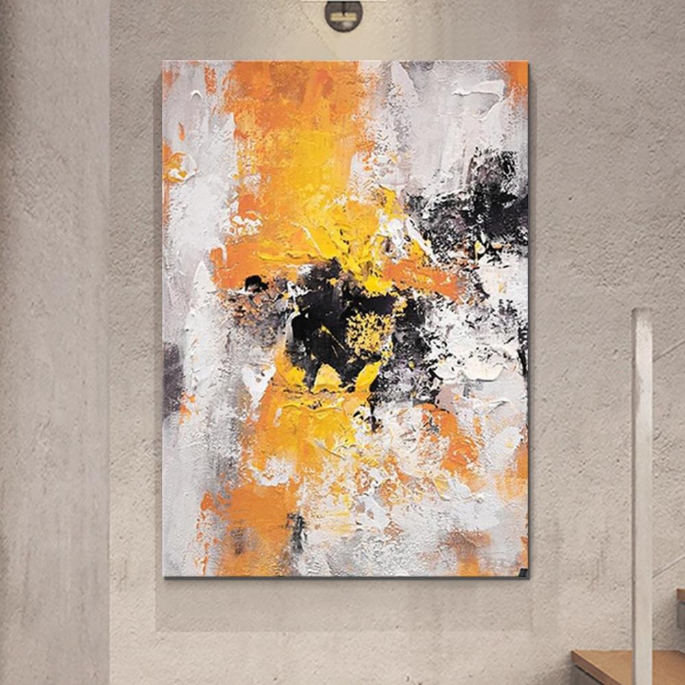 Modern Abstract Acrylic deals Painting Gray Abstract Painting on Canvas Heavy Texture Painting Yellow Canvas Wall Art Extra Large Canvas