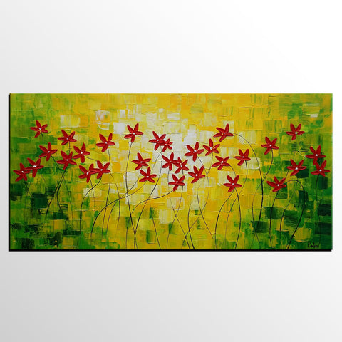 Flower Painting, Abstract Wall Art, Custom Canvas Art, Contemporary Artwork, Art on Canvas 269-Paintingforhome