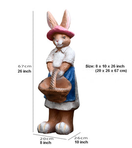 Garden Courtyard Ornaments, Large Rabbit Statue for Garden, Villa Outdoor Decor Gardening Ideas, Bunny Flowerpot, Modern Garden Sculptures-Paintingforhome