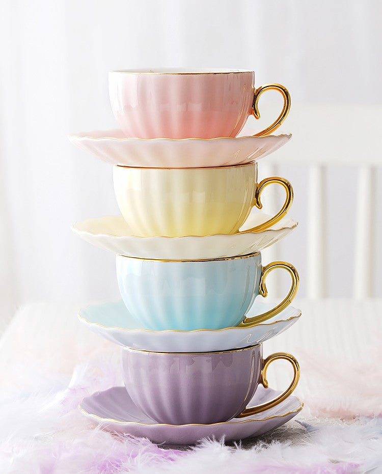 Elegant Ceramic Coffee Cups, Afternoon British Tea Cups, Unique Iris F –  Paintingforhome