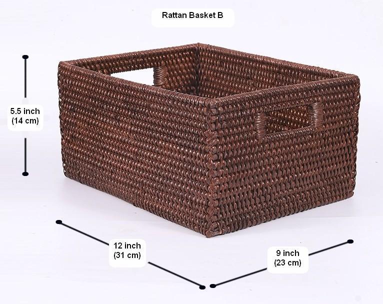 Storage Baskets for Clothes, Rectangular Storage Baskets, Large Brown Woven Storage Baskets, Storage Baskets for Shelves-Paintingforhome