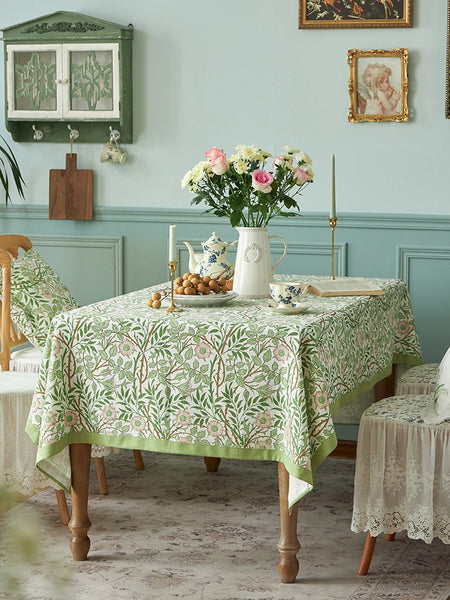 Large Rectangle Tablecloth for Dining Room Table, Square Tablecloth for Round Table, Farmhouse Table Cloth, Flower Pattern Tablecloth-Paintingforhome