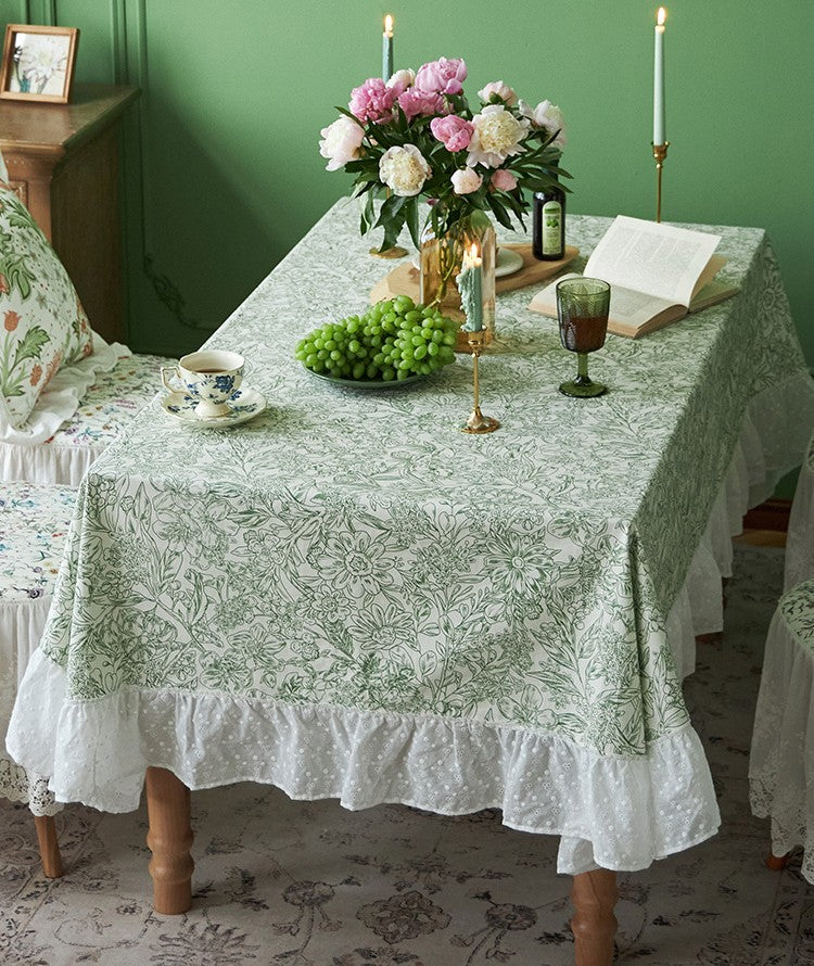 Natural Spring Farmhouse Table Cloth, Extra Large Rectangle Tablecloth for Dining Room Table, Flower Pattern Cotton Tablecloth, Square Tablecloth for Round Table-Paintingforhome