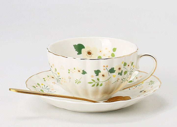 Unique Ceramic Coffee Cups, Creative Bone China Porcelain Tea Cup Set, Traditional English Tea Cups and Saucers, Afternoon British Tea Cups-Paintingforhome