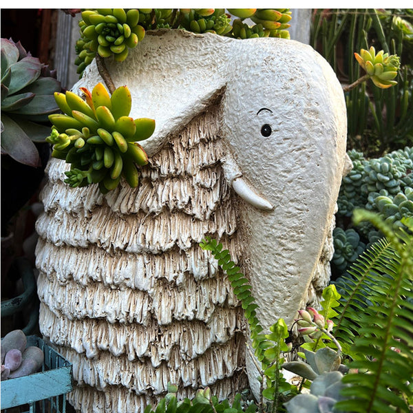 Large Elephant Flowerpot, Resin Statue for Garden, Modern Animal Statue for Garden Ornaments, Villa Outdoor Decor Gardening Ideas-Paintingforhome