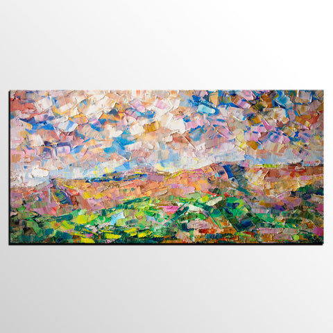 Heavy Texture Painting, Autumn Mountain Painting, Landscape Painting, Custom Large Canvas Art-Paintingforhome