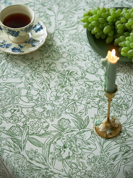 Natural Spring Farmhouse Table Cloth, Extra Large Rectangle Tablecloth for Dining Room Table, Flower Pattern Cotton Tablecloth, Square Tablecloth for Round Table-Paintingforhome