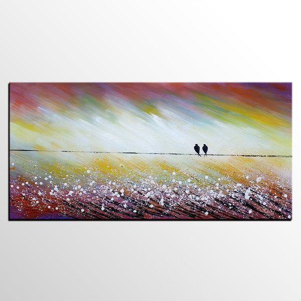 Simple Abstract Painting, Living Room Wall Art Ideas, Love Birds Painting, Acrylic Painting for Sale, Bedroom Canvas Painting-Paintingforhome