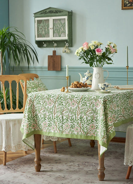 Large Rectangle Tablecloth for Dining Room Table, Square Tablecloth for Round Table, Farmhouse Table Cloth, Flower Pattern Tablecloth-Paintingforhome