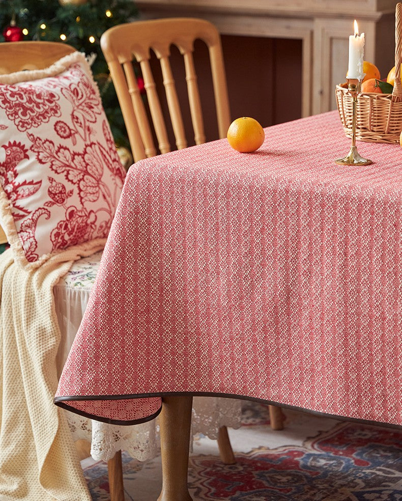 Simple Contemporary Pink Cotton Tablecloth, Square Tablecloth for Roun –  Paintingforhome