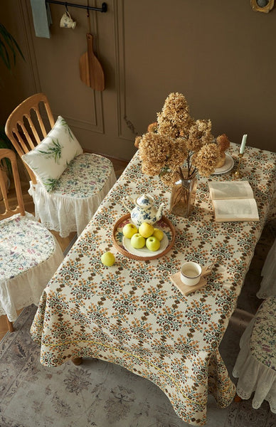 Spring Flower Pattern Tablecloth for Home Decoration, Extra Large Rectangle Tablecloth for Dining Room Table, Large Square Tablecloth for Round Table-Paintingforhome