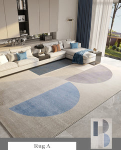 Abstract Modern Rugs for Living Room, Large Modern Area Rugs in Dining Room, Large Contemporary Rugs for Office, Blue Geometric Modern Rugs-Paintingforhome