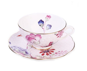 Unique Porcelain Cup and Saucer, Beautiful British Flower Tea Cups, Elegant Ceramic Coffee Cups, Creative Bone China Porcelain Tea Cup Set-Paintingforhome