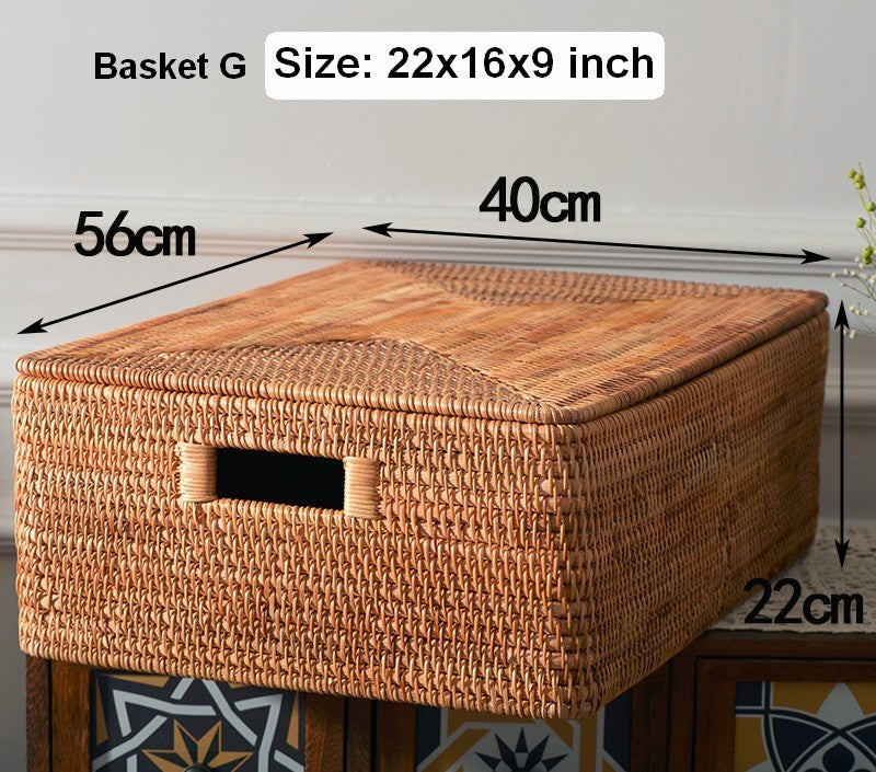 Wicker Storage Baskets for Bathroom, Rattan Rectangular Storage Basket –  Paintingforhome