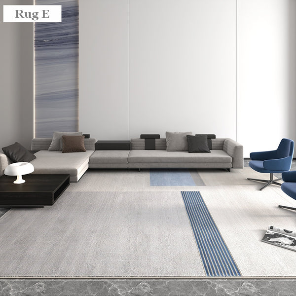 Abstract Modern Rugs for Living Room, Large Modern Area Rugs in Dining Room, Large Contemporary Rugs for Office, Blue Geometric Modern Rugs-Paintingforhome