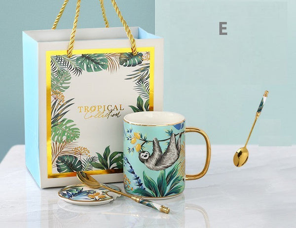 Unique Ceramic Mugs in Gift Box, Creative Porcelain Cups, Large Capacity Jungle Animal Porcelain Mugs, Large Ceramic Mugs for Office-Paintingforhome