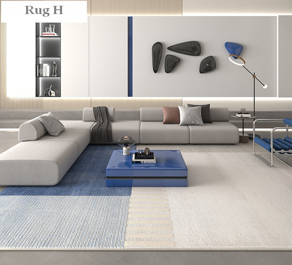 Abstract Modern Rugs for Living Room, Large Modern Area Rugs in Dining Room, Large Contemporary Rugs for Office, Blue Geometric Modern Rugs-Paintingforhome