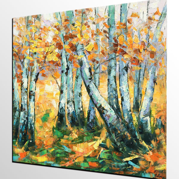 Landscape Painting, Oil Painting, Autumn Tree Painting, Abstract Painting, Custom Canvas Painting-Paintingforhome