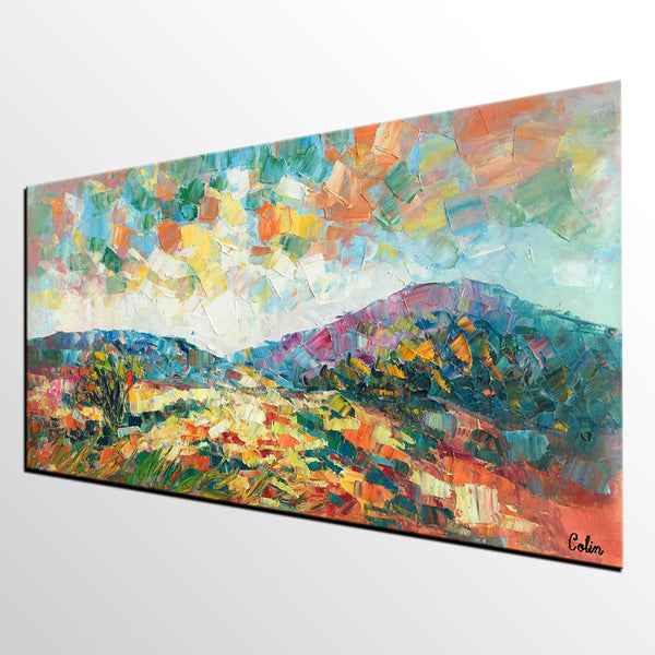 Original Artwork, Mountain Landscape Painting, Custom Extra Large Art, Canvas Artwork-Paintingforhome