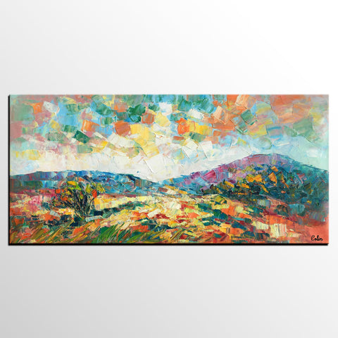 Original Artwork, Mountain Landscape Painting, Custom Extra Large Art, Canvas Artwork-Paintingforhome