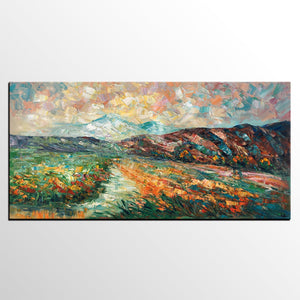 Custom Extra Large Art, Mountain and River Landscape Painting, Canvas Artwork, Original Artwork-Paintingforhome