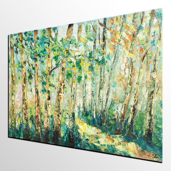 Heavy Texture Landscape Painting, Autumn Tree Art, Impasto Art, Custom ...