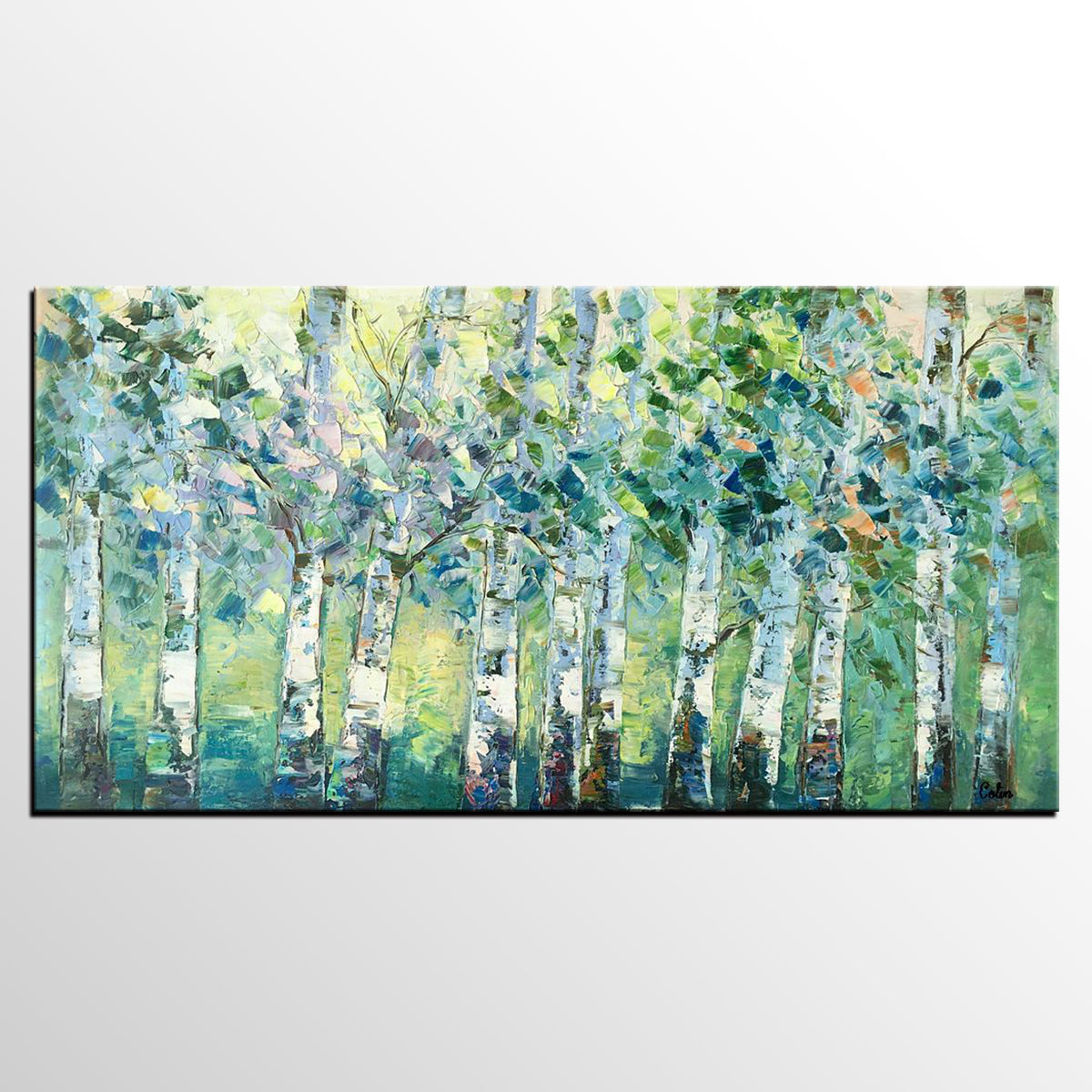 Spring Tree Painting, Original Painting, Custom Extra Large Painting, Oil Painting for Dining Room-Paintingforhome