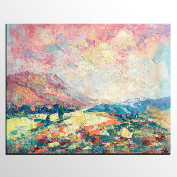 Heavy Texture Artwork, Autumn Mountain Painting, Canvas Painting, Custom Landscape Oil Painting-Paintingforhome