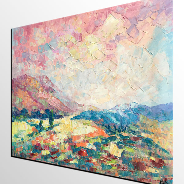 Heavy Texture Artwork, Autumn Mountain Painting, Canvas Painting, Custom Landscape Oil Painting-Paintingforhome