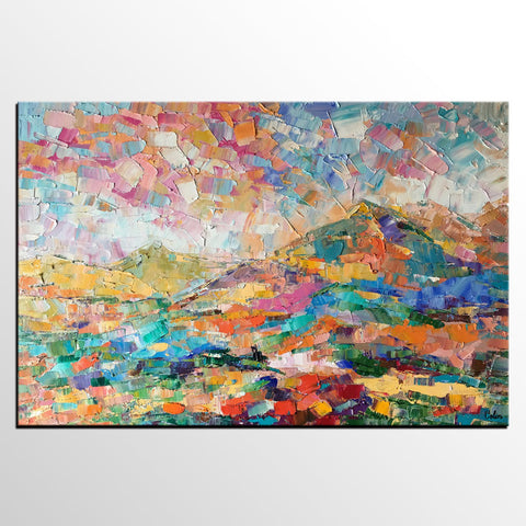 Custom Abstract Painting, Abstract Mountain Landscape Painting, Oil Painting, Heavy Texture Art-Paintingforhome