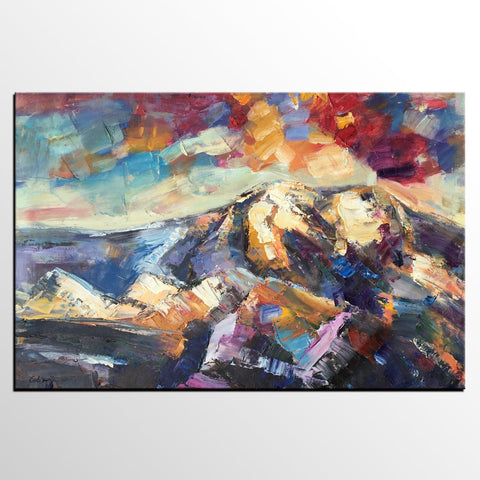 Mountain Landscape Painting, Custom Abstract Oil Paintings, Large Landscape Oil Painting, Large Painting for Sale-Paintingforhome