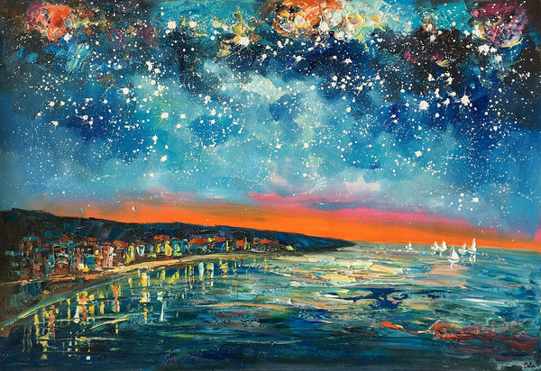 Landscape Canvas Paintings, Starry Night Sky Painting, Landscape Painting for Sale, Custom Original Painting on Canvas-Paintingforhome