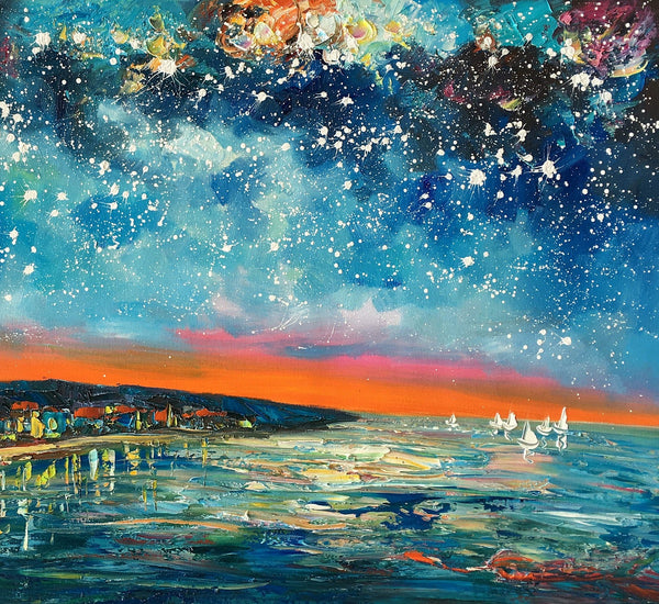 Landscape Canvas Paintings, Starry Night Sky Painting, Landscape Painting for Sale, Custom Original Painting on Canvas-Paintingforhome