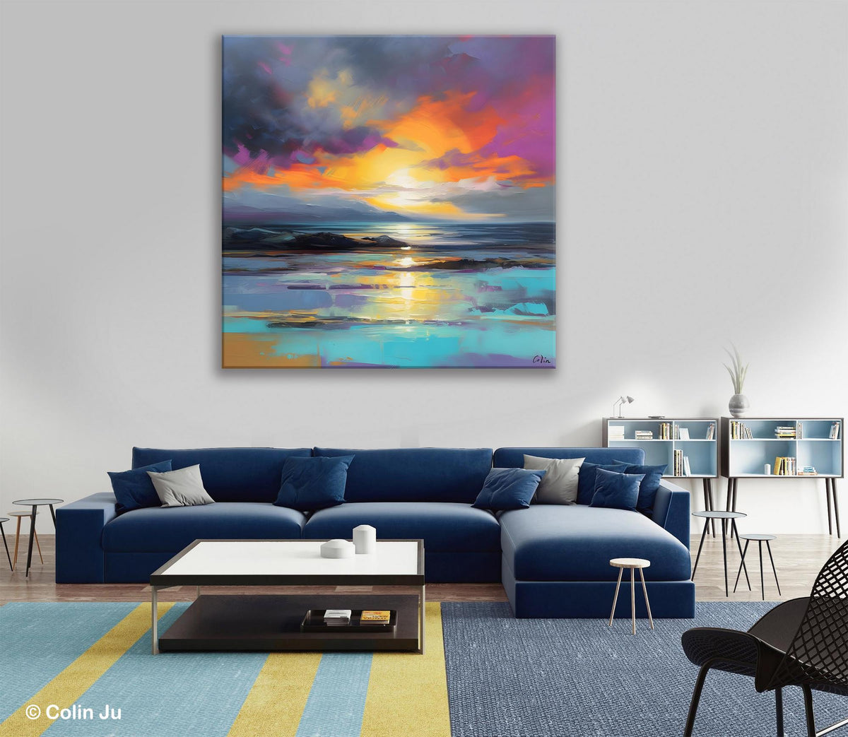 Large Art Painting for Living Room, Original Landscape Canvas Art, Con ...