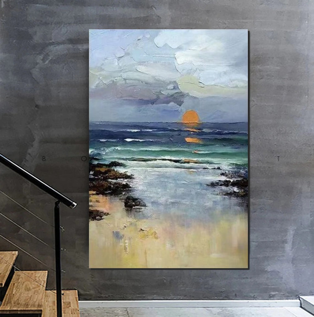 Contemporary Abstract Art for Paintingforhome Room, Dining Seashore – Sunrise Paintings