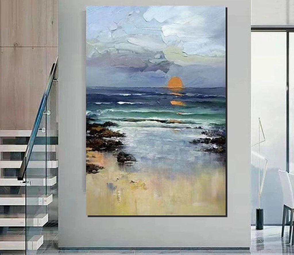 Sunrise Abstract – Paintings, Art Dining Paintingforhome Seashore for Contemporary Room,