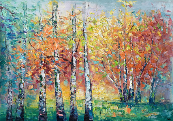 Landscape Canvas Painting, Autumn Tree Paintings, Abstract Landscape Paintings, Custom Original Canvas Painting-Paintingforhome