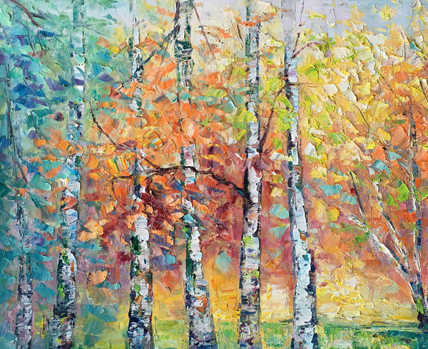 Landscape Canvas Painting, Autumn Tree Paintings, Abstract Landscape Paintings, Custom Original Canvas Painting-Paintingforhome